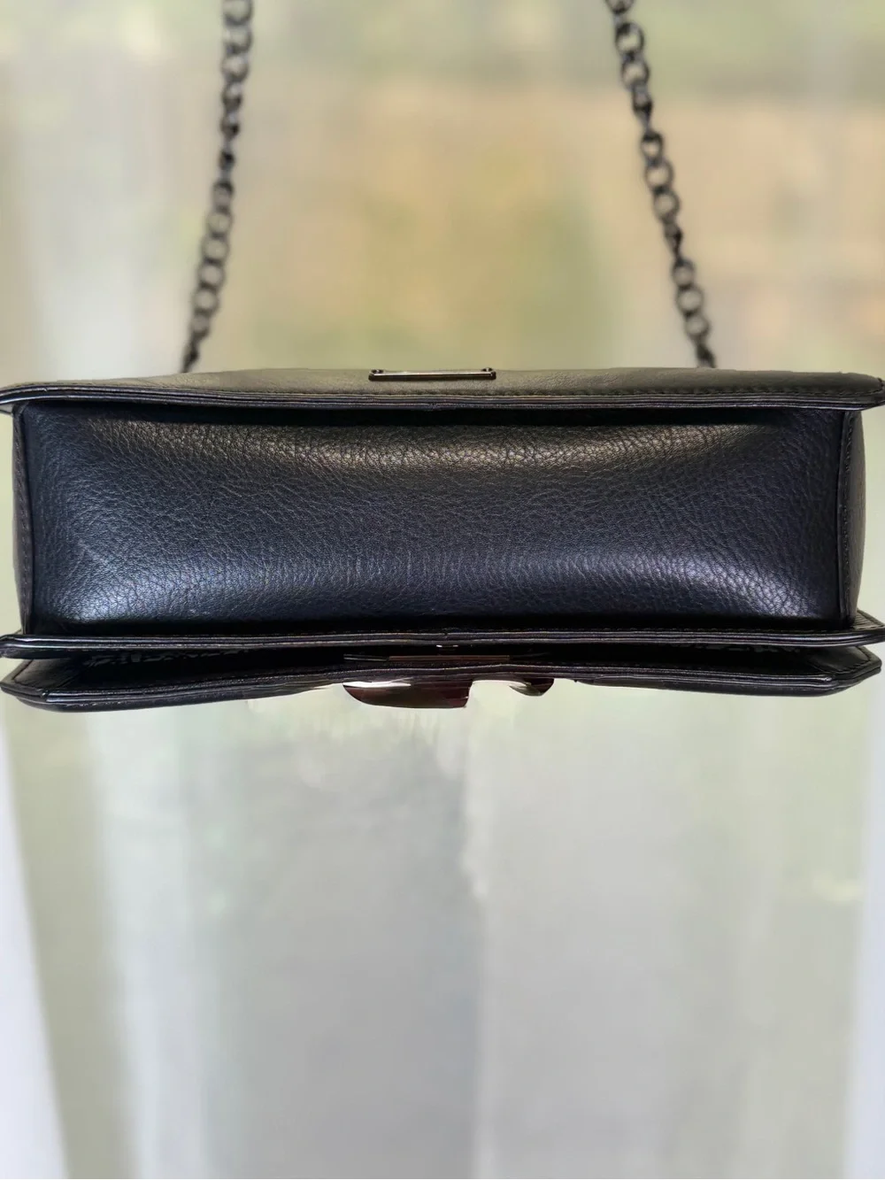 Rebecca Minkoff Love Black Chevron Leather Crossbody Gun Metal HW Like New